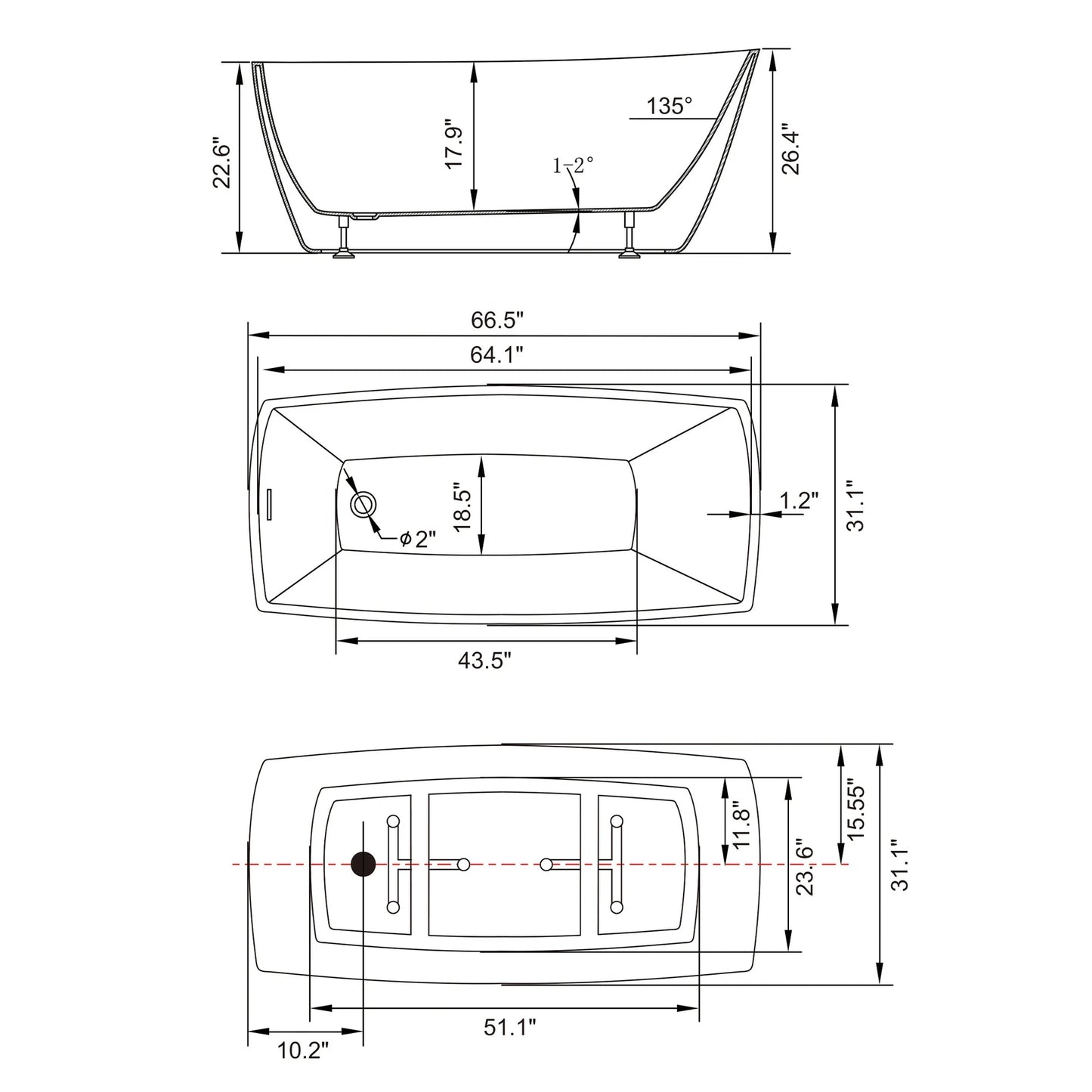 Flatbottom Freestanding Soaking Bathtub
