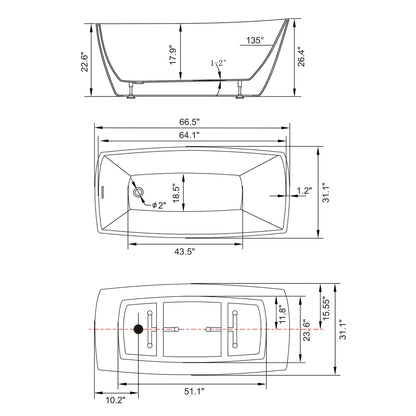 Flatbottom Freestanding Soaking Bathtub