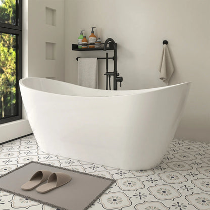 Flatbottom Center Drain Freestanding Soaking  Bathtub