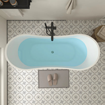 Flatbottom Center Drain Freestanding Soaking  Bathtub