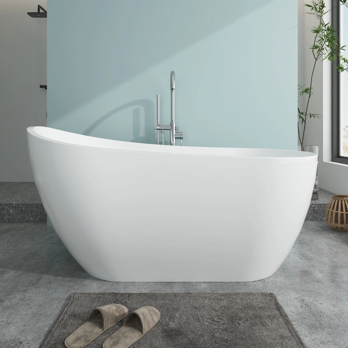 Flatbottom Left Drain Freestanding Soaking  Bathtub
