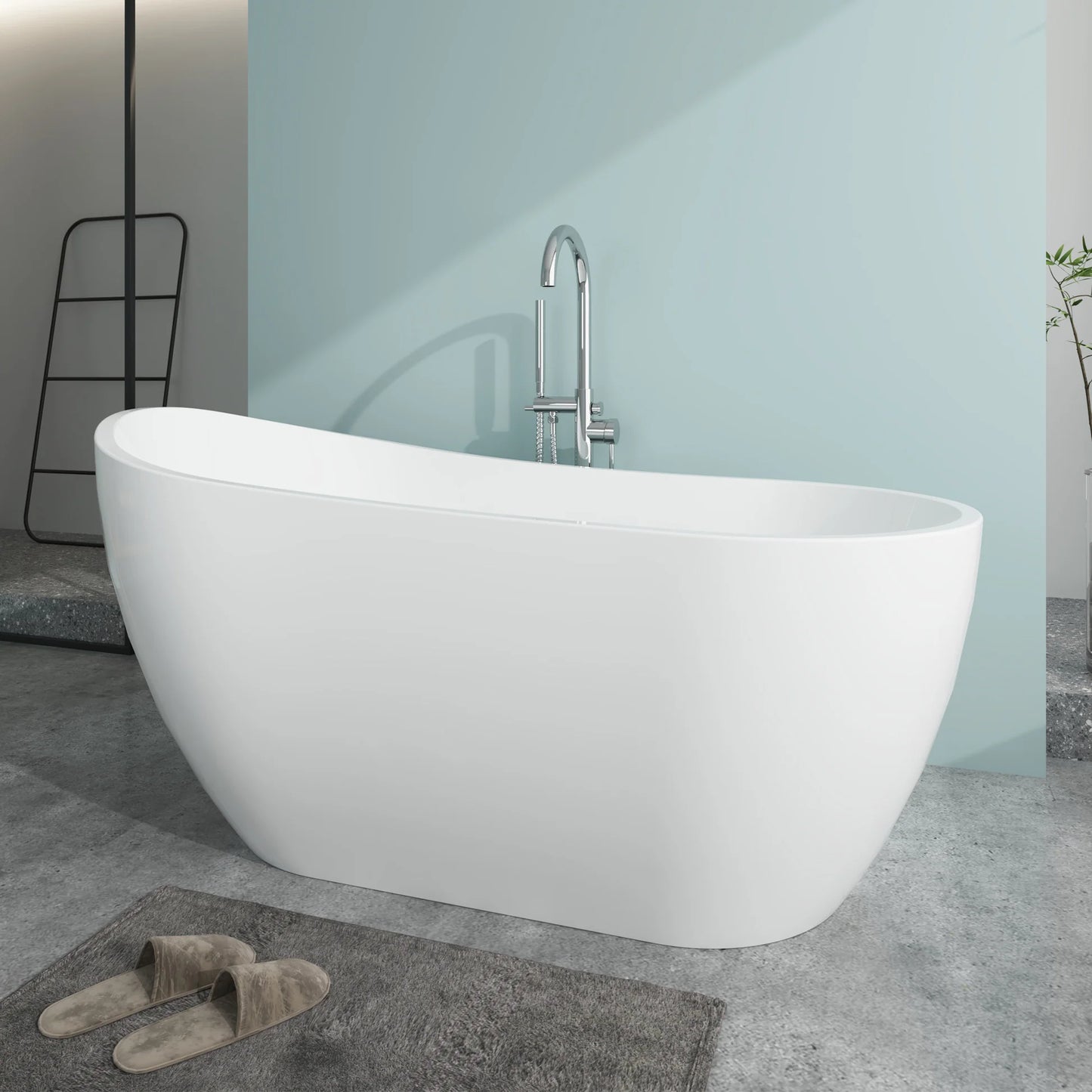 Flatbottom Left Drain Freestanding Soaking  Bathtub