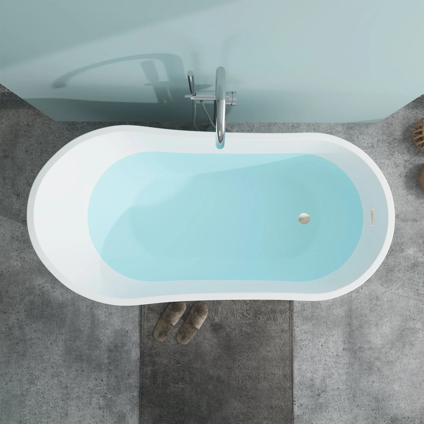 Flatbottom Left Drain Freestanding Soaking  Bathtub