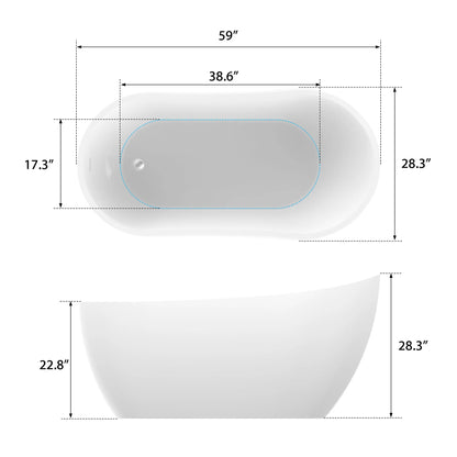 Flatbottom Left Drain Freestanding Soaking  Bathtub