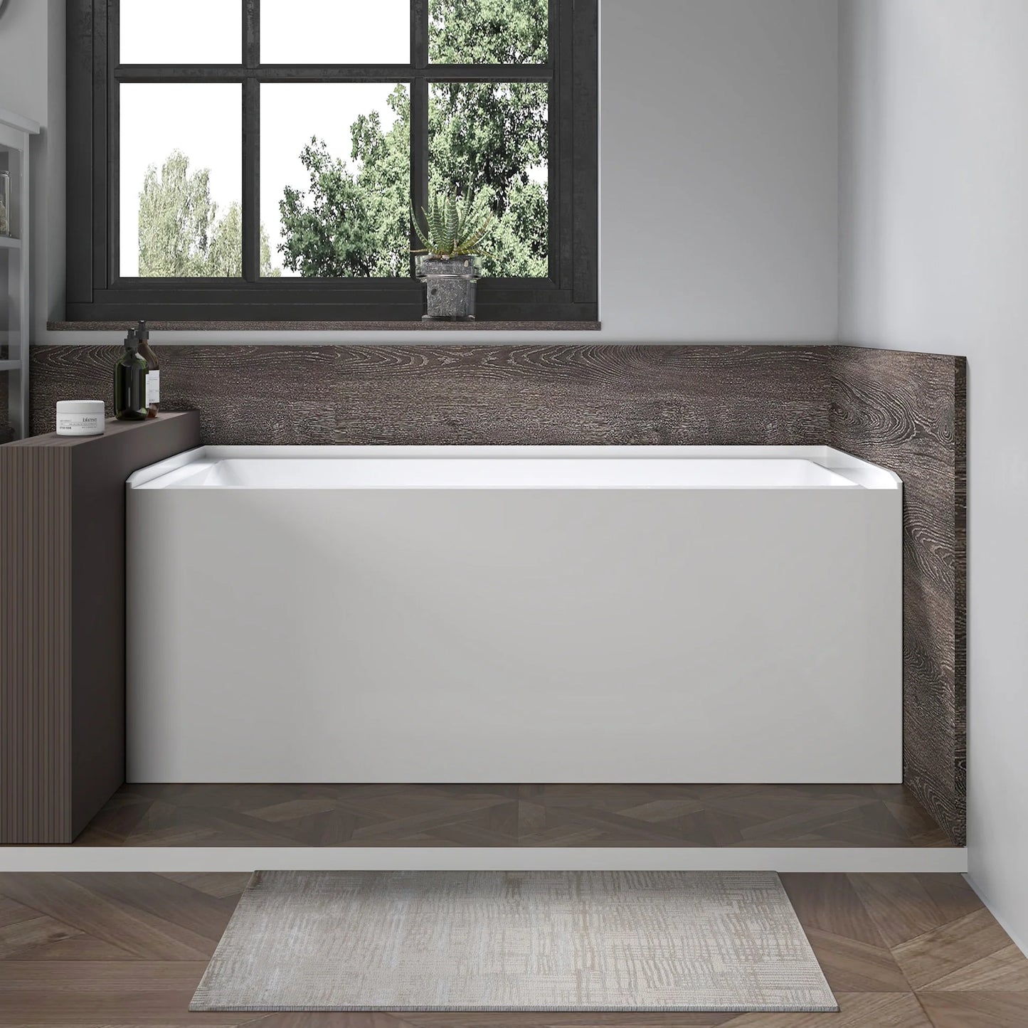 Acrylic Soaking Bathtub with Overflow and Drain Right by Vanity Art