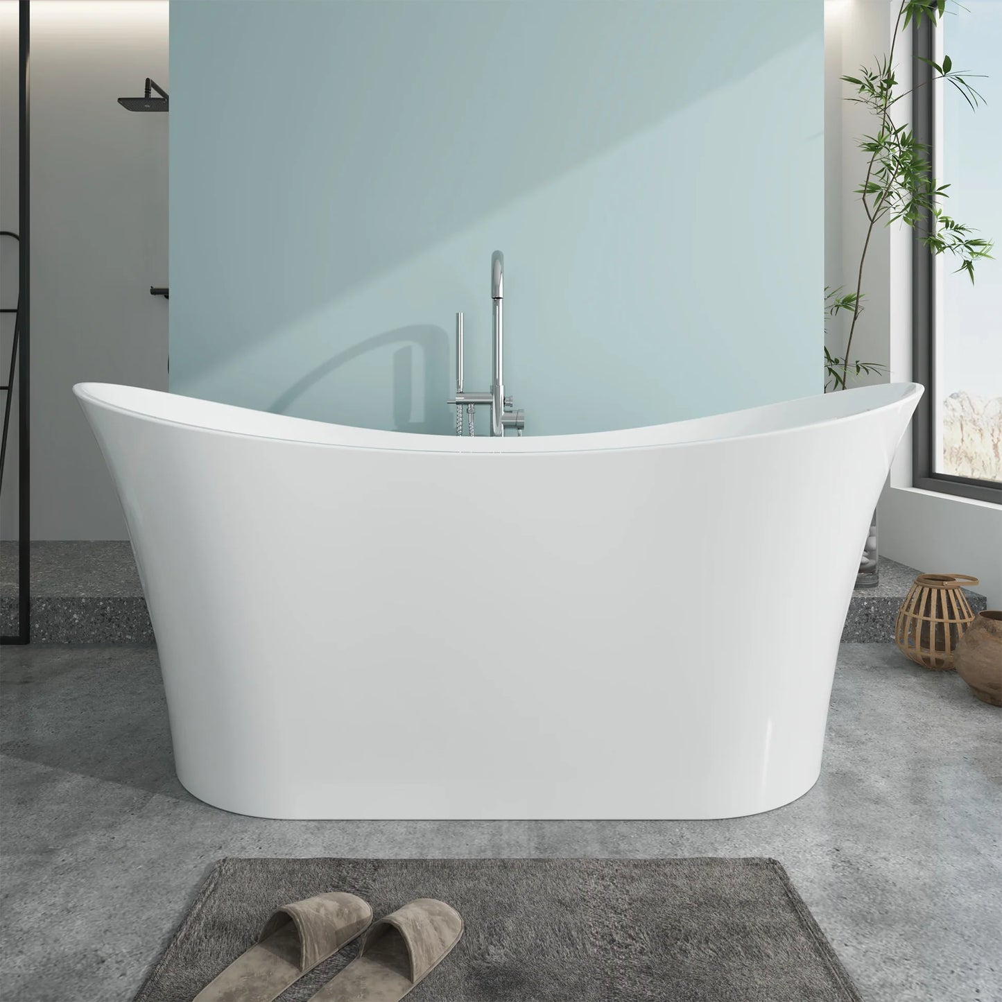 Freestanding Soaking Bathtub with Center Drain by Vanity Art