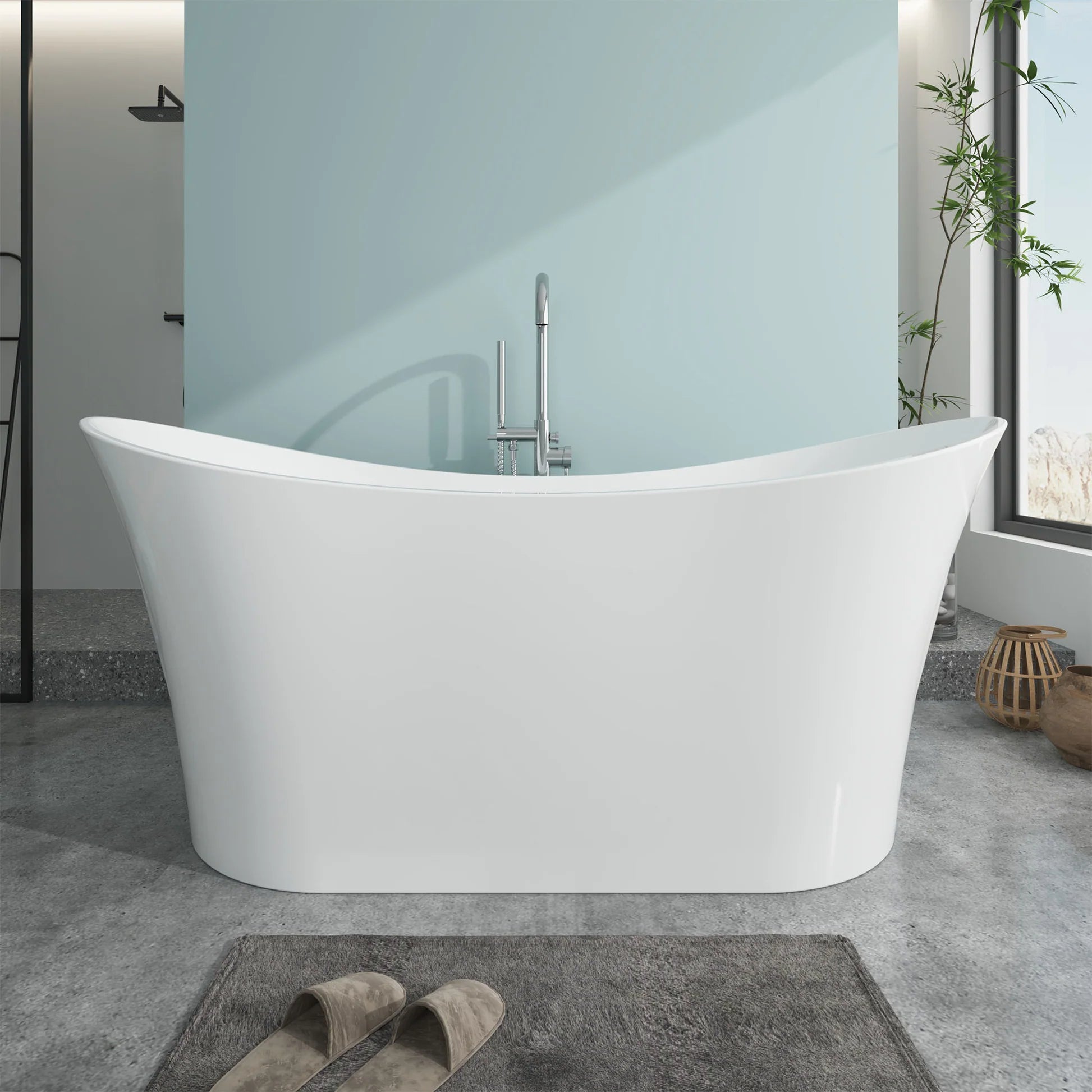 Freestanding Soaking Bathtub with Center Drain by Vanity Art