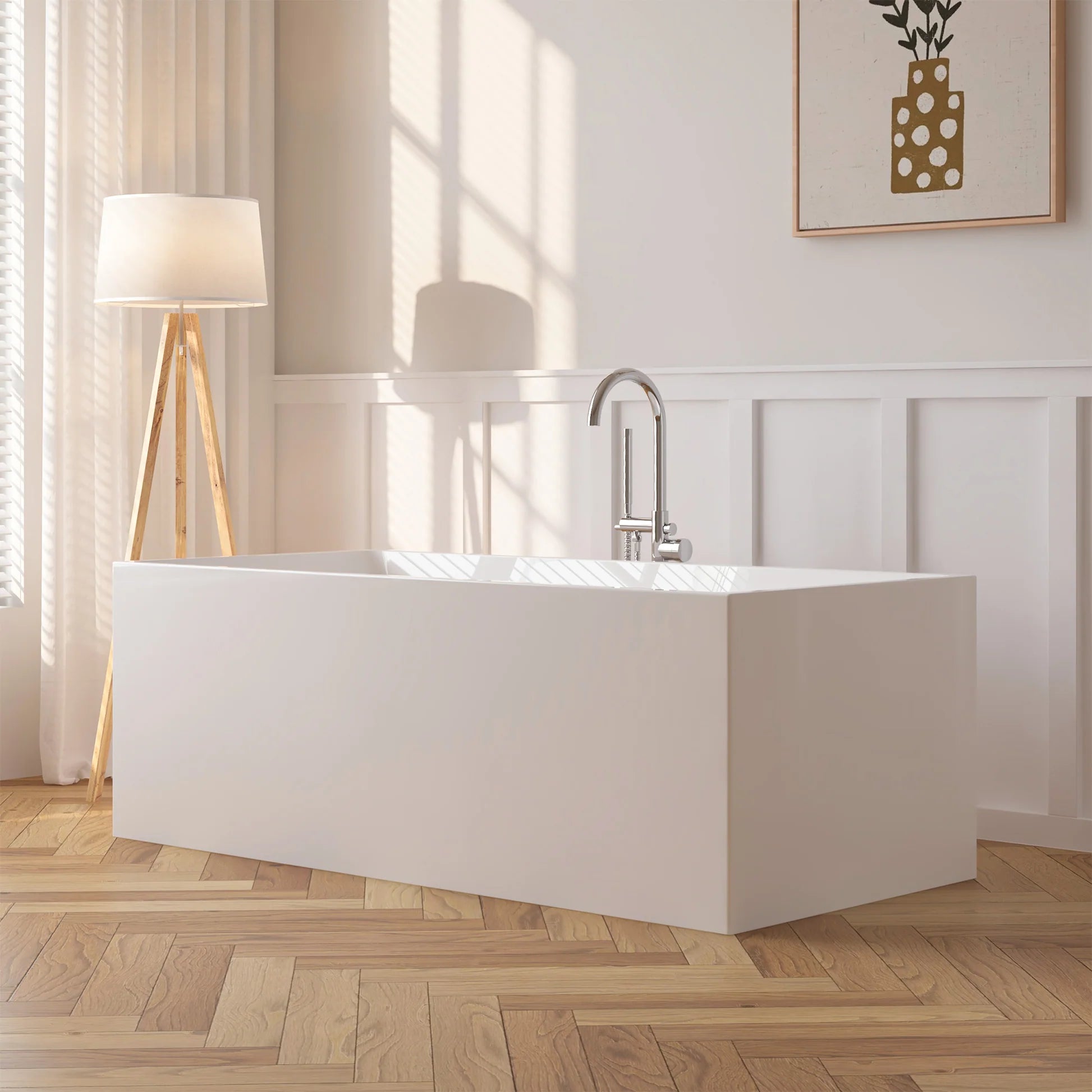 Flatbottom Freestanding Soaking Bathtub by Vanity Art