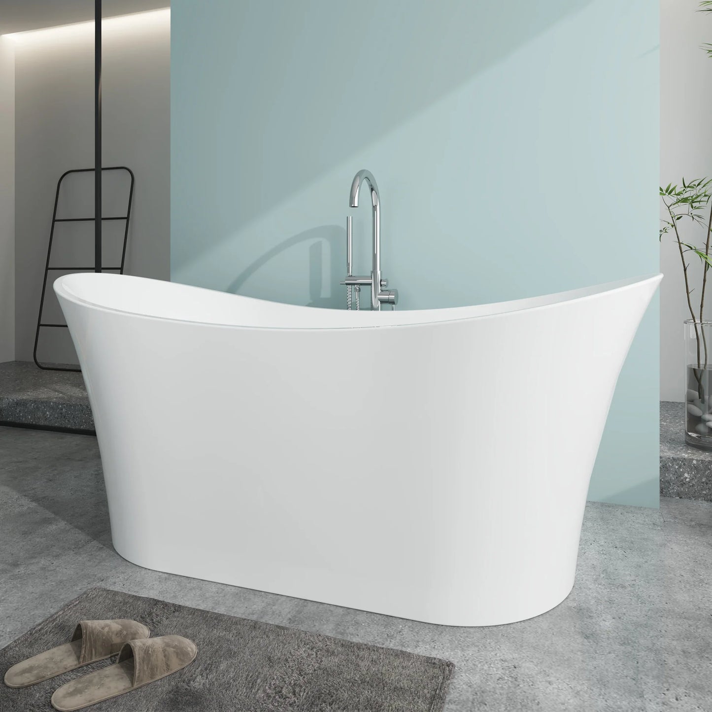 Freestanding Soaking Bathtub with Center Drain by Vanity Art