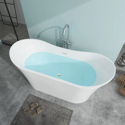 Freestanding Soaking Bathtub with Center Drain by Vanity Art