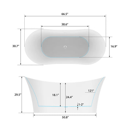 Freestanding Soaking Bathtub with Center Drain by Vanity Art