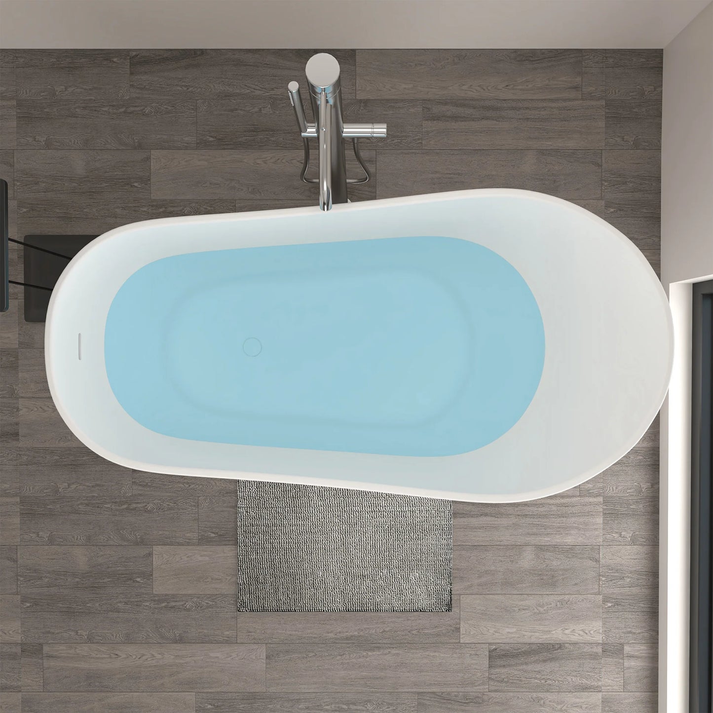 Solid Surface Resin Stone Flatbottom Freestanding  Soaking Bathtub