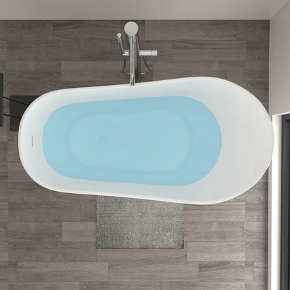Solid Surface Resin Stone Flatbottom Freestanding  Soaking Bathtub
