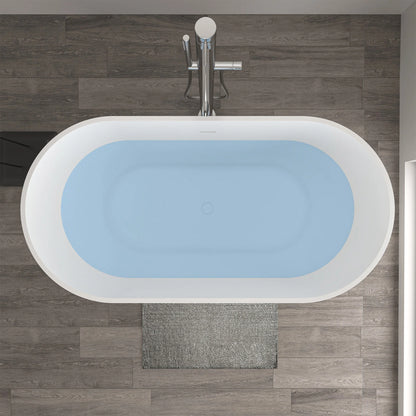 Solid Surface Resin Stone Flatbottom Freestanding  Soaking Bathtub