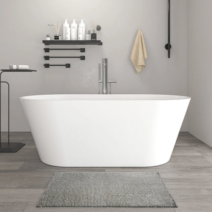 Solid Surface Resin Stone Flatbottom Freestanding  Soaking Bathtub