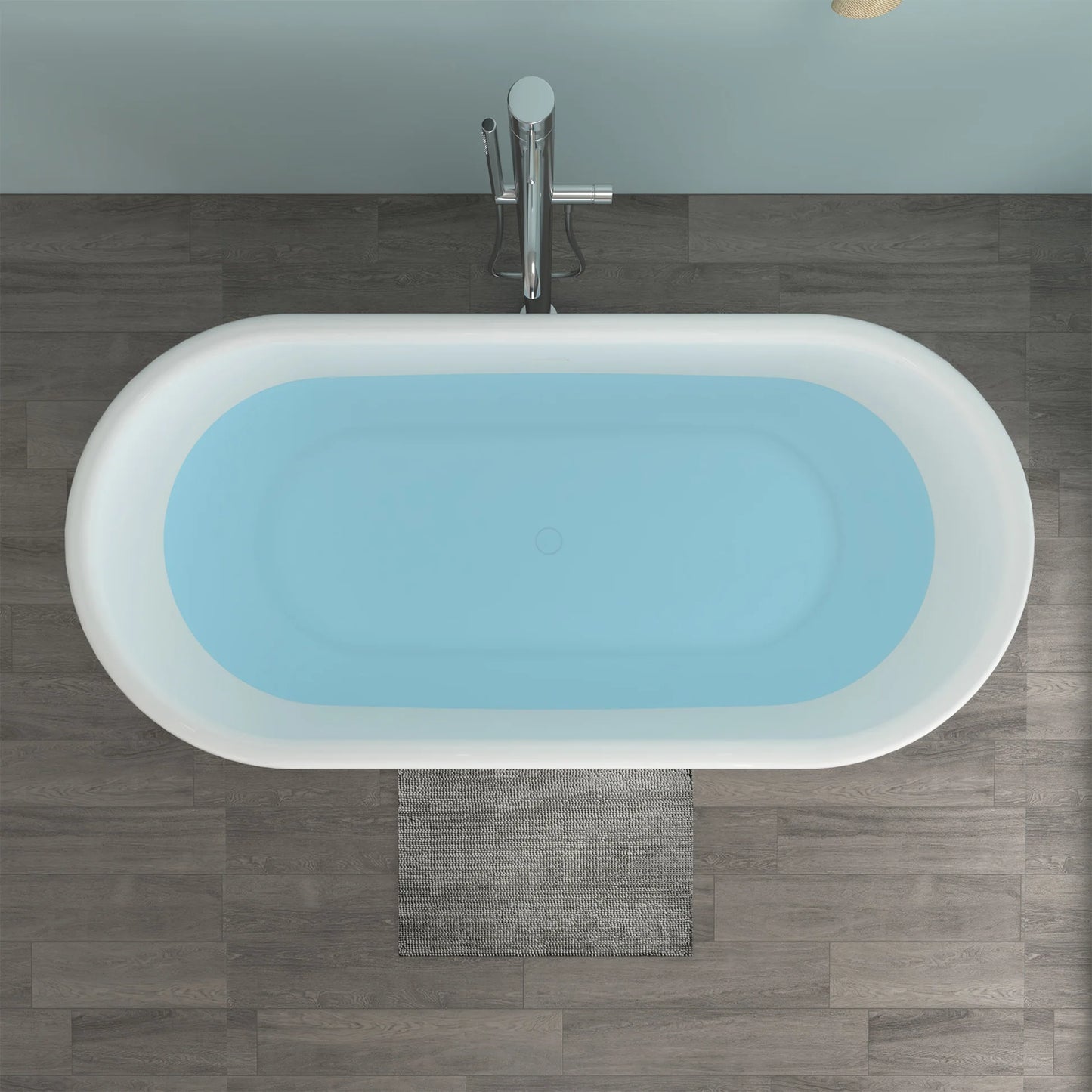 Solid Surface Resin Stone Flatbottom Freestanding Bathtub