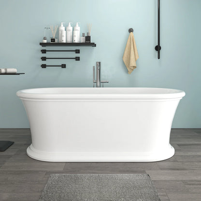 Solid Surface Resin Stone Flatbottom Freestanding Bathtub