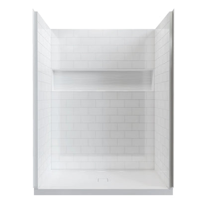 4-Piece Direct-to-Stud Alcove Shower Wall Kit With Shower Base  Combo in White