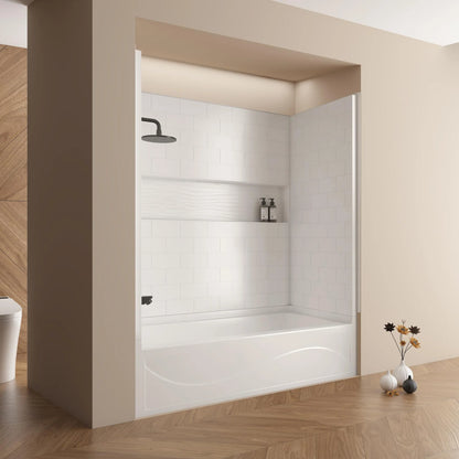4-Piece Direct-to-Stud Alcove Tub Surround With Drian Soaking  Bathtub Combo in White