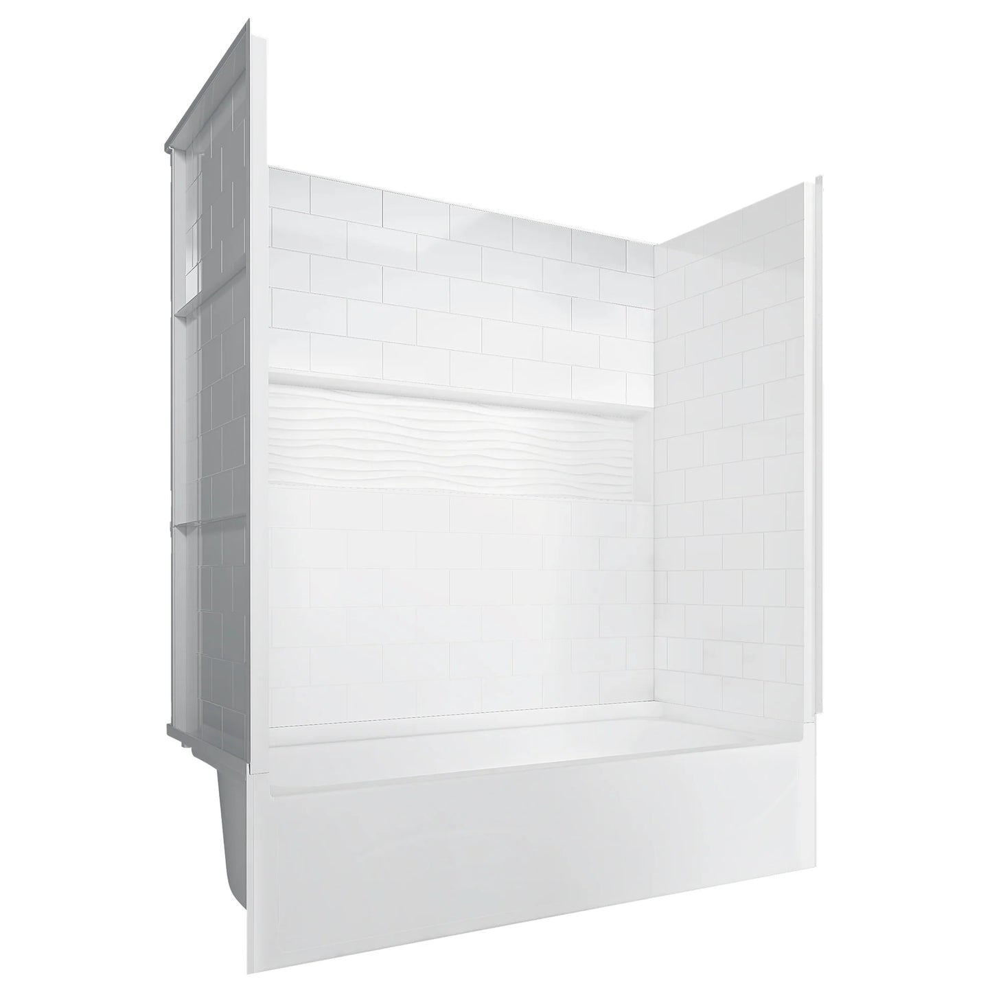 4-Piece Direct-to-Stud Alcove Tub Surround With Drian Soaking  Bathtub Combo in White