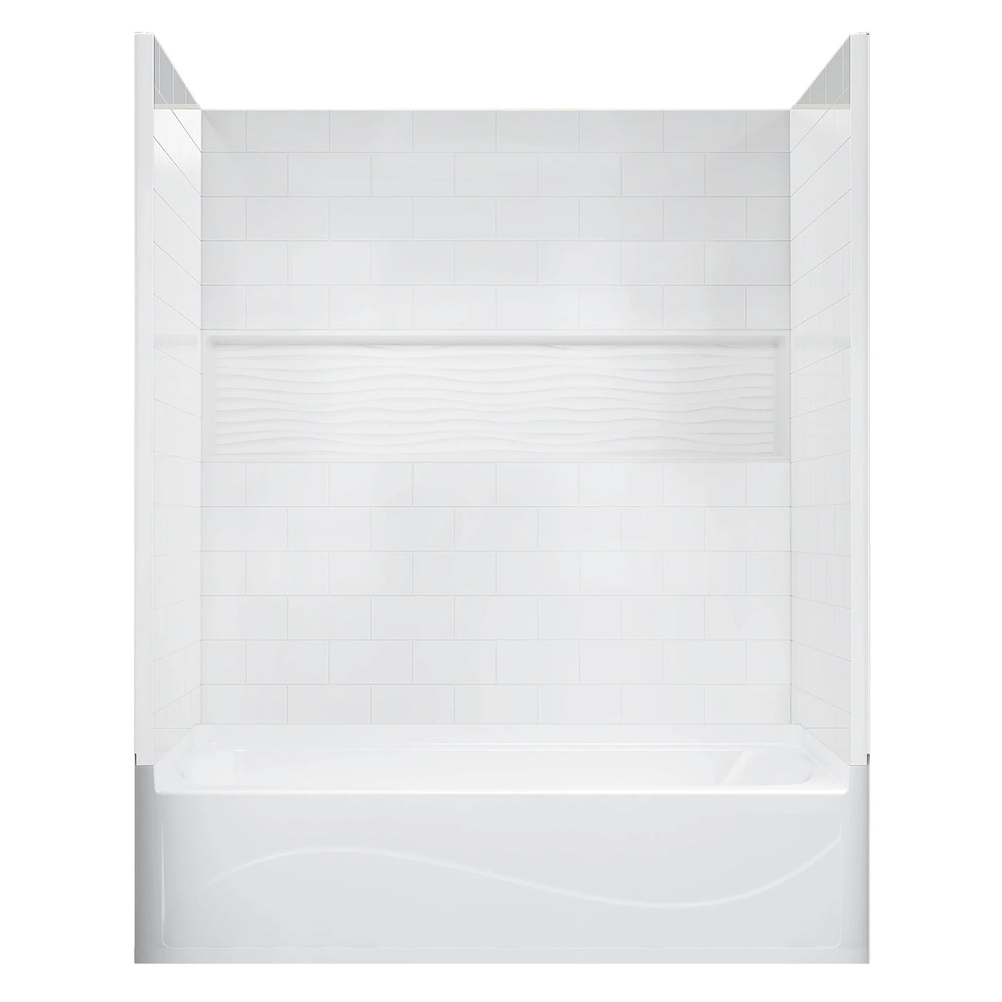 4-Piece Direct-to-Stud Alcove Tub Surround With Drian Soaking  Bathtub Combo in White