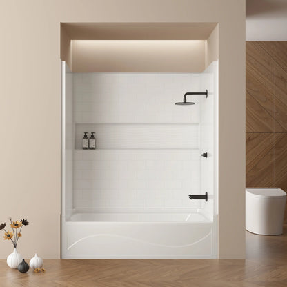 4-Piece Direct-to-Stud Alcove Tub Surround With Drian Soaking  Bathtub Combo in White