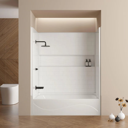 4-Piece Direct-to-Stud Alcove Tub Surround With Drian Soaking  Bathtub Combo in White