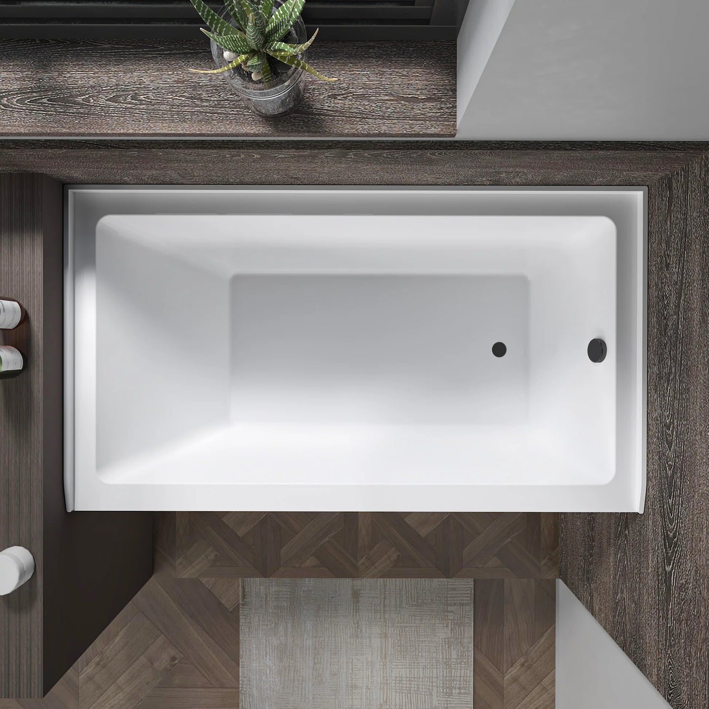 Acrylic Soaking Bathtub with Overflow and Drain Right by Vanity Art