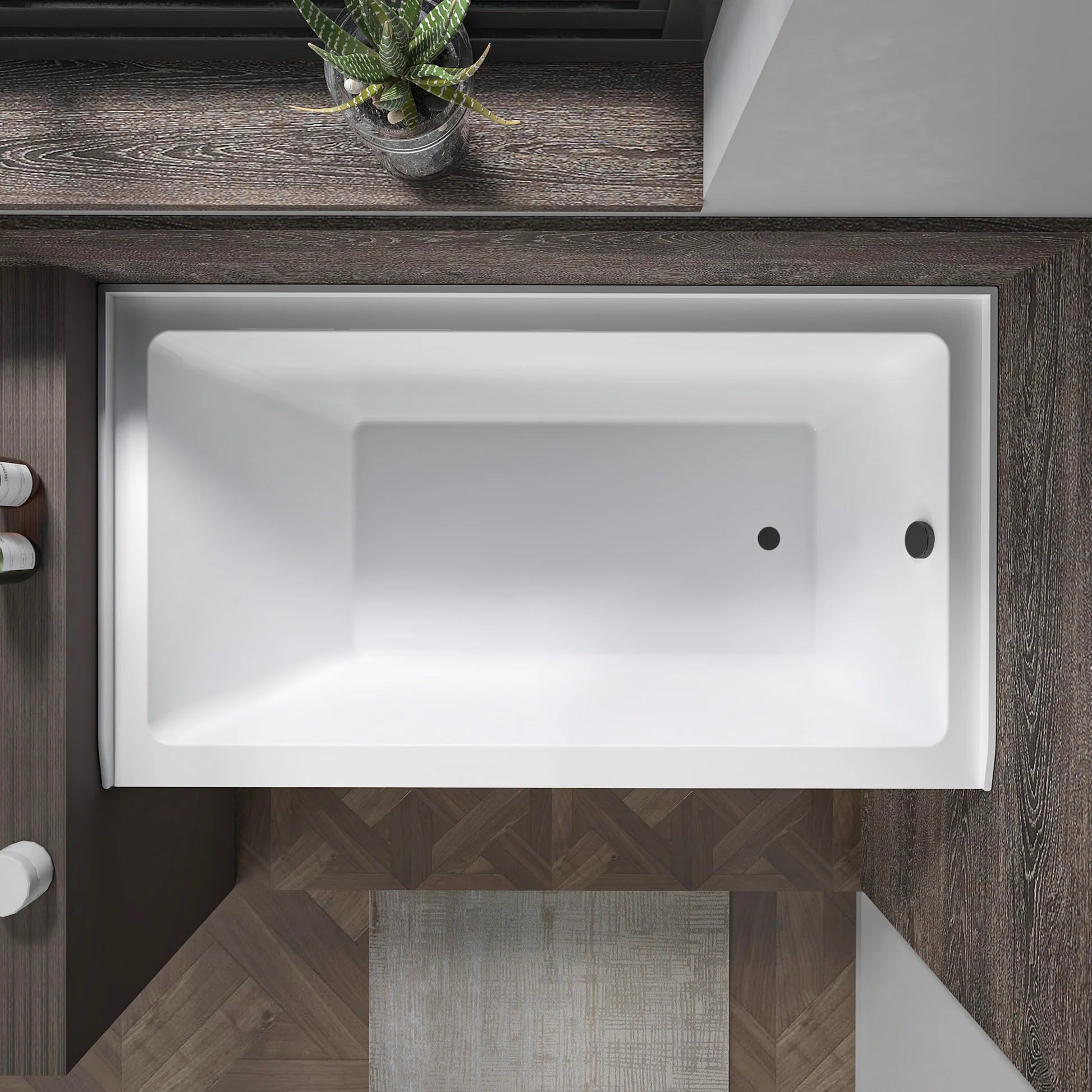 Acrylic Soaking Bathtub with Overflow and Drain Right by Vanity Art