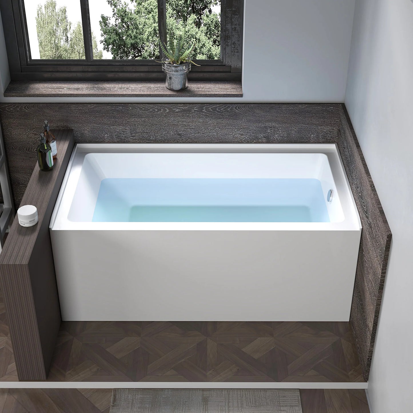 Acrylic Soaking Bathtub with Overflow and Drain Right by Vanity Art