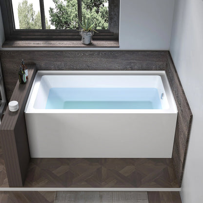 Acrylic Soaking Bathtub with Overflow and Drain Right by Vanity Art