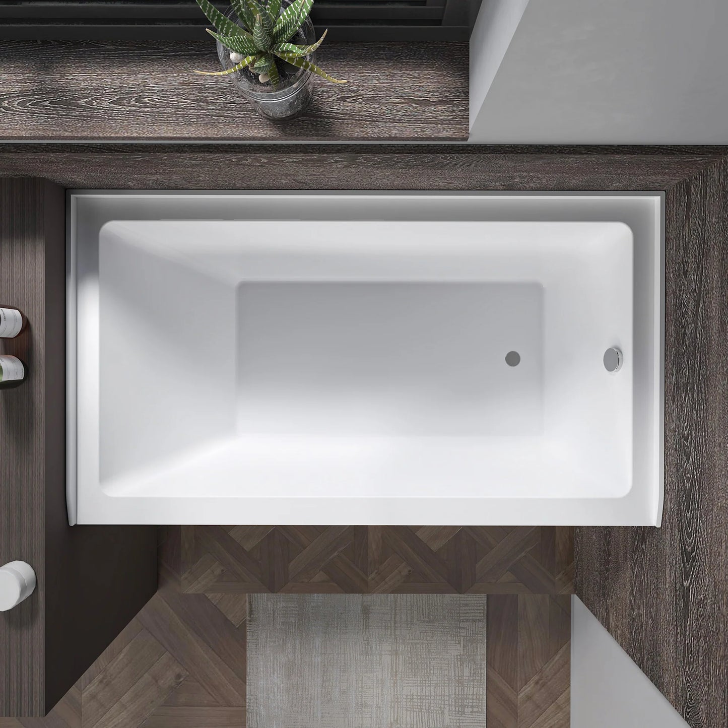 Acrylic Soaking Bathtub with Overflow and Drain Right by Vanity Art