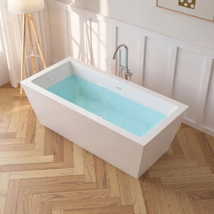 Flatbottom Freestanding Soaking Bathtub in White by Vanity Art