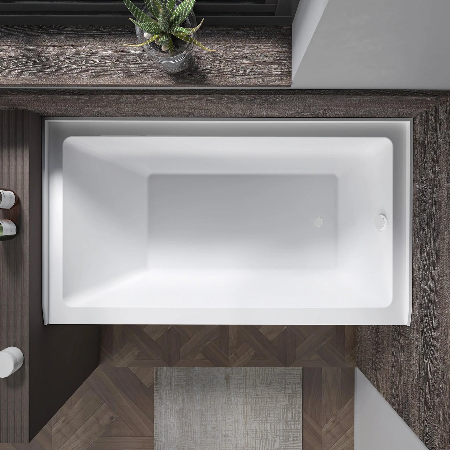 Acrylic Soaking Bathtub with Overflow and Drain Right by Vanity Art
