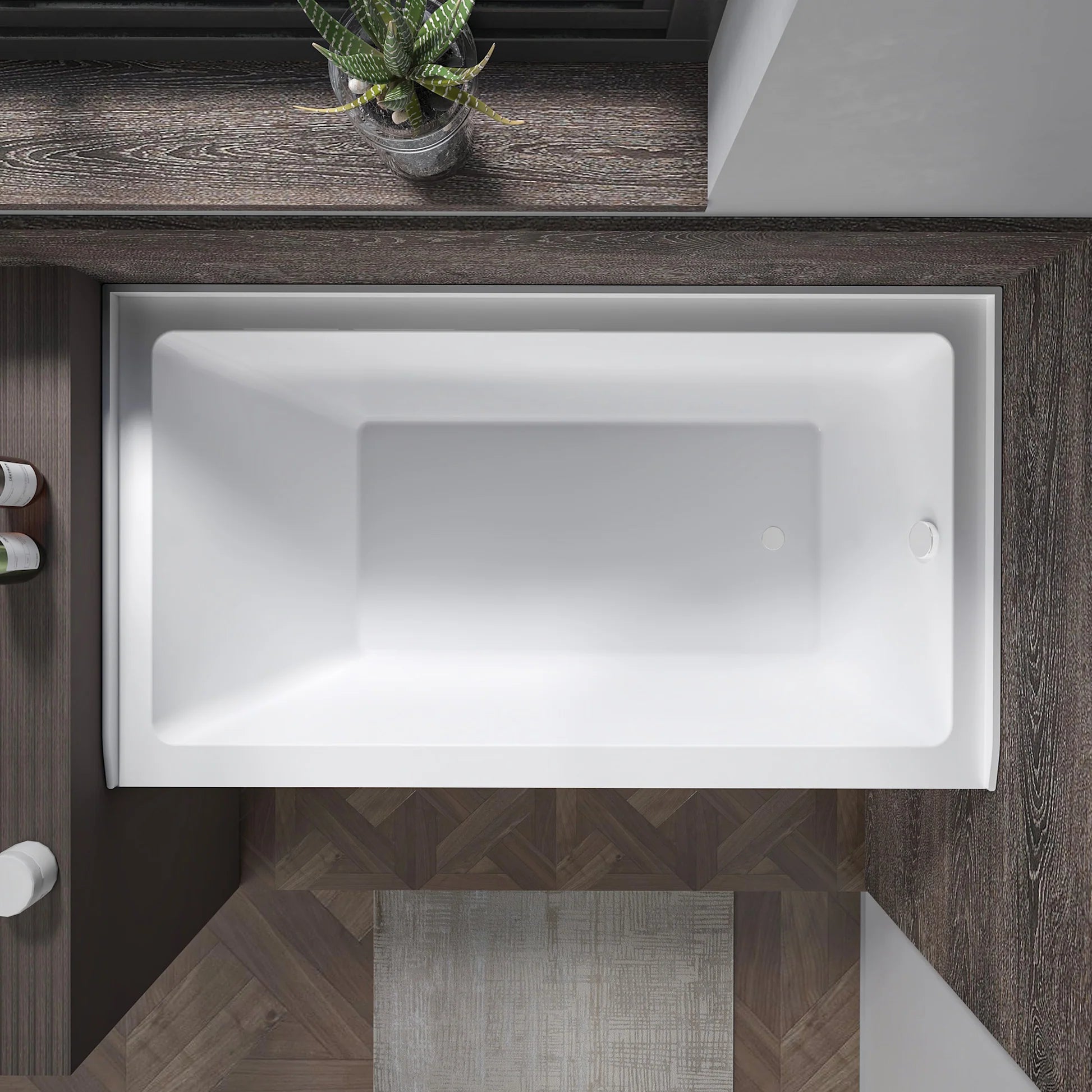 Acrylic Soaking Bathtub with Overflow and Drain Right by Vanity Art