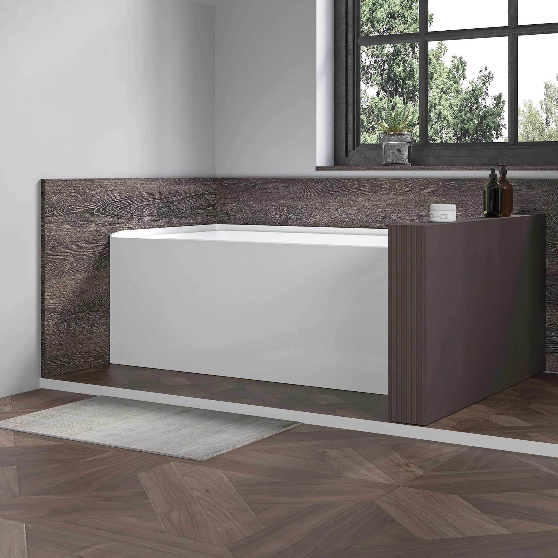 Acrylic Soaking Bathtub with Overflow and Drain Left by Vanity Art