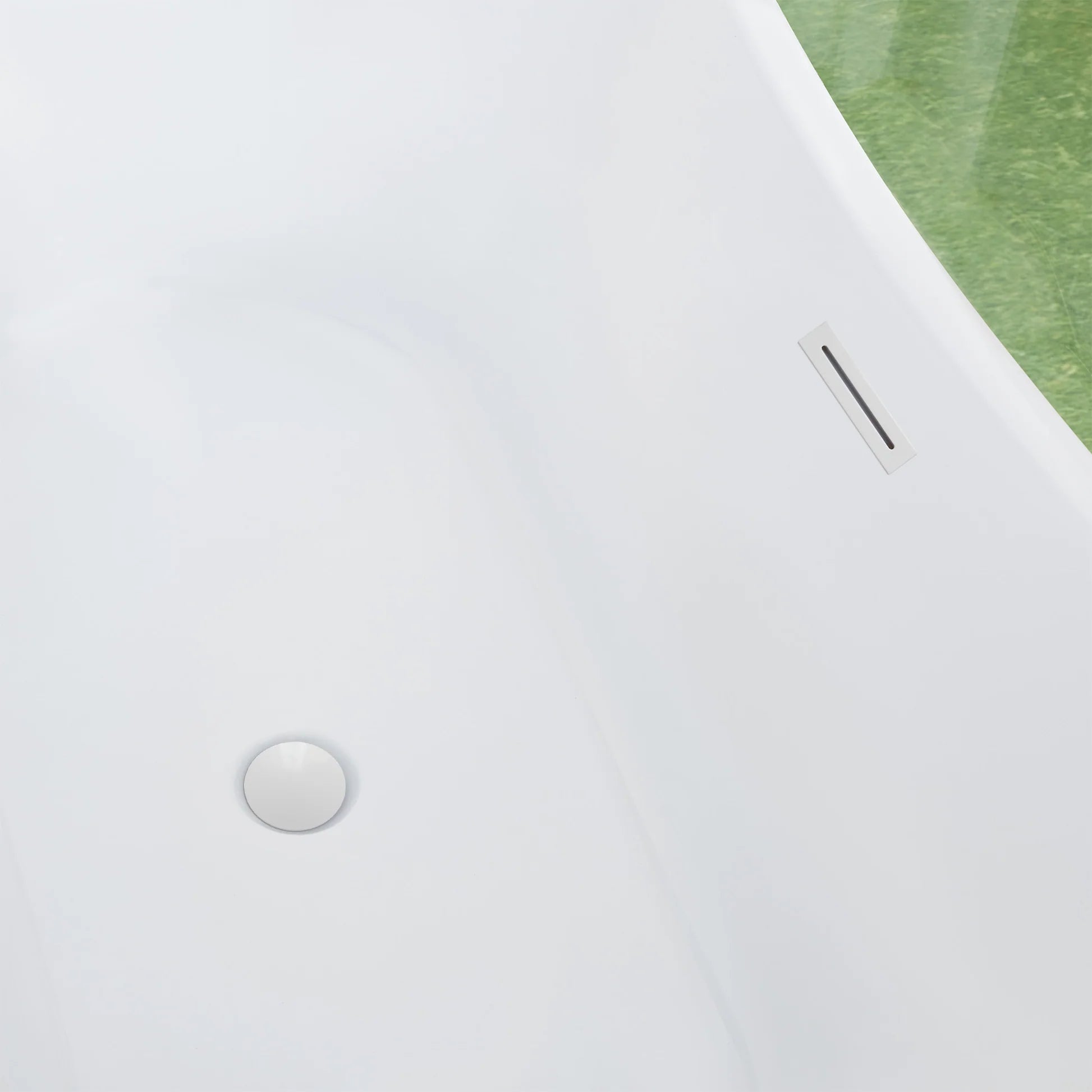 Freestanding Soaking Bathtub with Center Drain by Vanity Art
