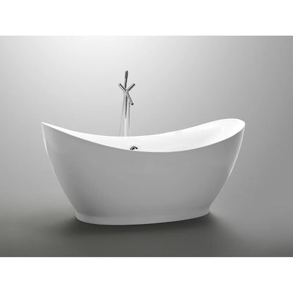 Reginald Series 68 in. x 31 in. Flat Bottom Acrylic Freestanding Soaking Bathtub with Center Drain in Glossy White