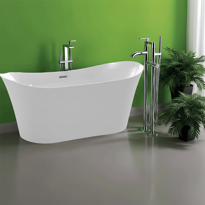 Anzzi Eft Series Freestanding Bathtub White Acrylic Fiberglass Reinforced