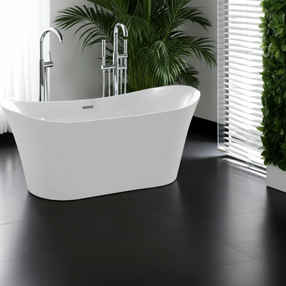 Anzzi Eft Series Freestanding Bathtub White Acrylic Fiberglass Reinforced