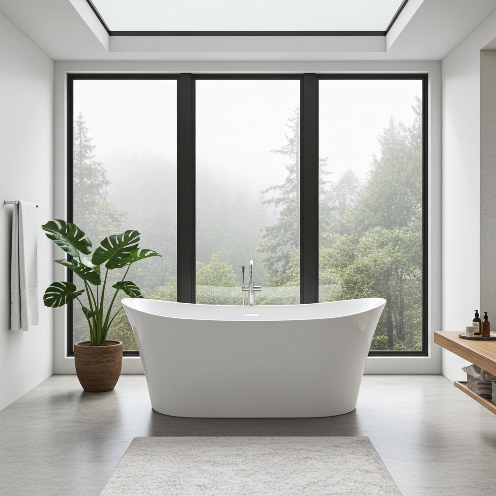 Anzzi Eft Series Freestanding Bathtub White Acrylic Fiberglass Reinforced