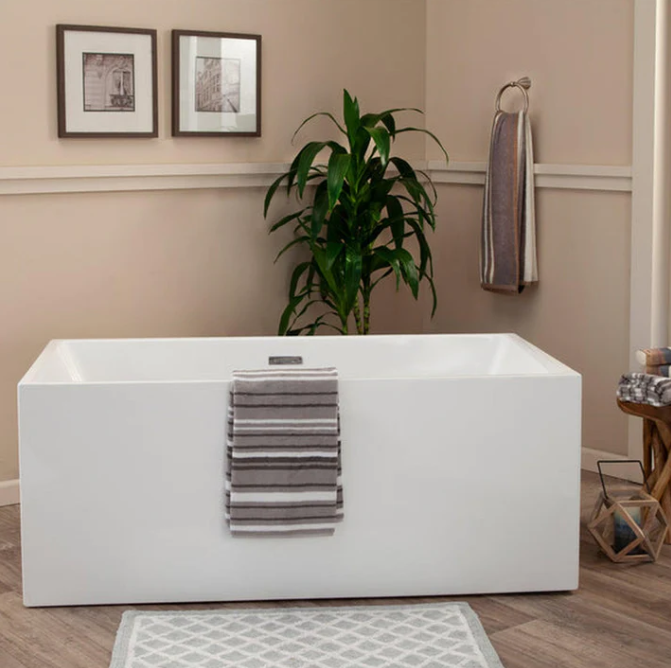 Sleek, Contemporary Square Design Freestanding Bathtub by Altair
