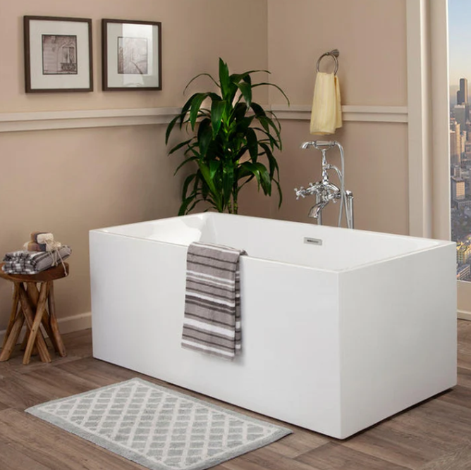 Sleek, Contemporary Square Design Freestanding Bathtub by Altair