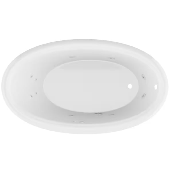 Topaz Series 70 in. x 42 in. Oval Whirlpool Bathtub with Right Side Drain and V-Style Back Jets in Glossy Smooth White