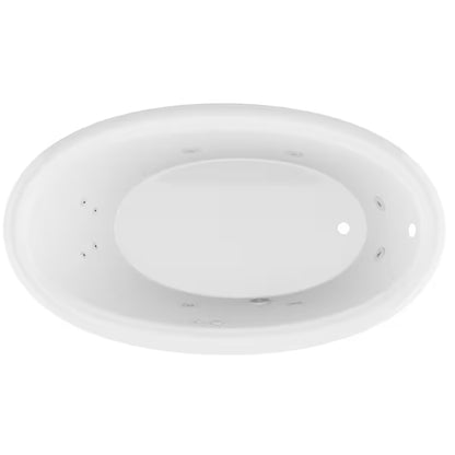 Topaz Series 70 in. x 42 in. Oval Whirlpool Bathtub with Right Side Drain and V-Style Back Jets in Glossy Smooth White