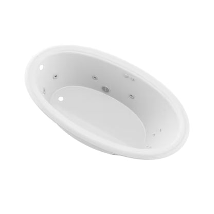Topaz Series 70 in. x 42 in. Oval Whirlpool Bathtub with Right Side Drain and V-Style Back Jets in Glossy Smooth White