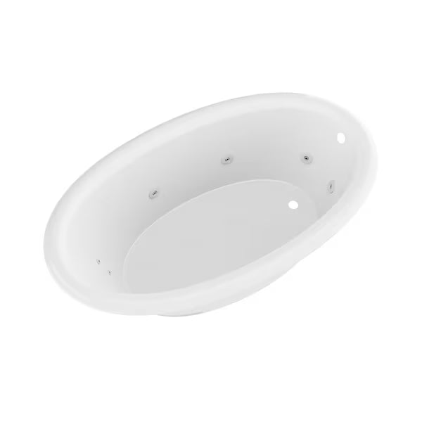 Topaz Series 70 in. x 42 in. Oval Whirlpool Bathtub with Right Side Drain and V-Style Back Jets in Glossy Smooth White