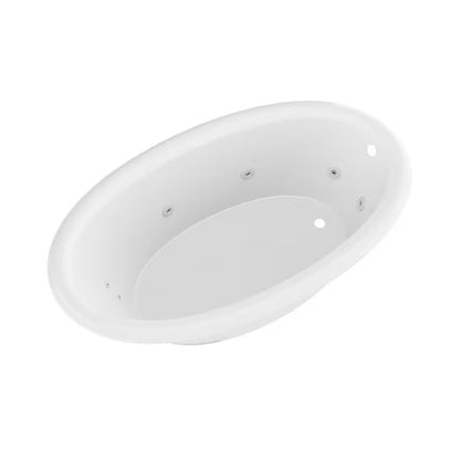 Topaz Series 70 in. x 42 in. Oval Whirlpool Bathtub with Right Side Drain and V-Style Back Jets in Glossy Smooth White