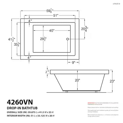 Sapphire 60 in. x 42 in. Rectangular Whirlpool and Air Bathtub with Left Drain and VS Jets and Aroma in Glossy White