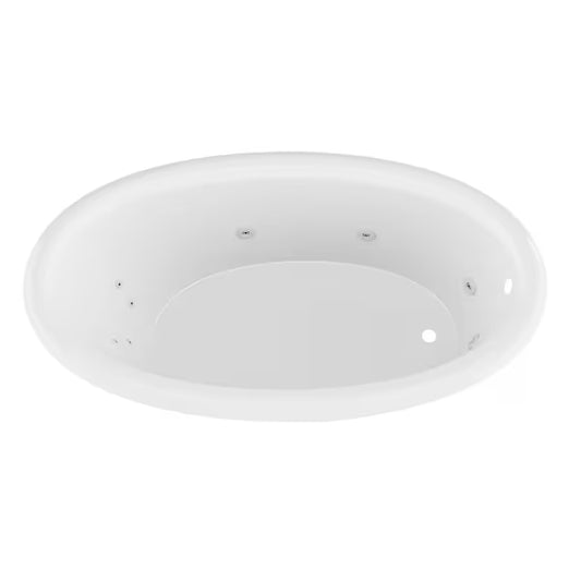 Topaz Series 70 in. x 42 in. Oval Whirlpool Bathtub with Right Side Drain and V-Style Back Jets in Glossy Smooth White